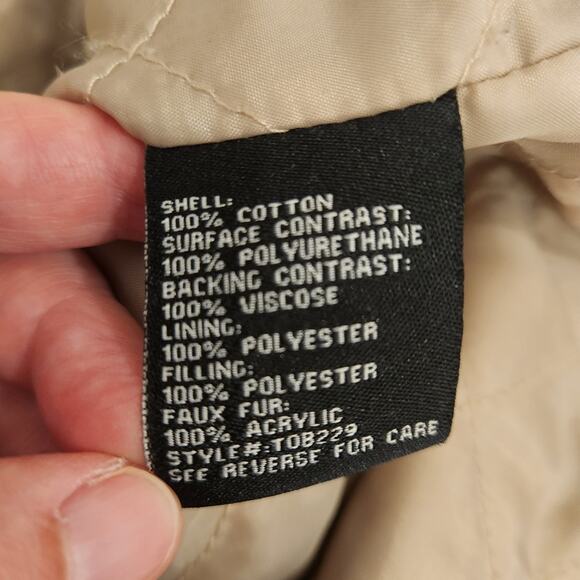 BNCI Tan Brown Canvas Utility Jacket Faux Leather Neutral Pockets Womens Large L - Picture 5 of 12